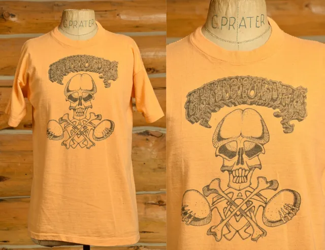 1969 Grateful Dead Aoxomoxoa Skull and Roses Orange Cotton Hippie T Shirt