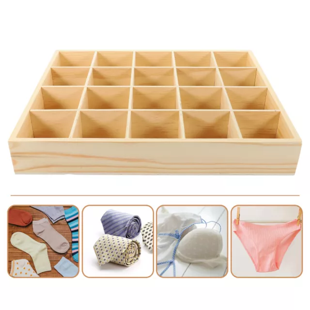 20 Compartments Wooden Drawer Divider Underwear Organiser Tray Tie 3