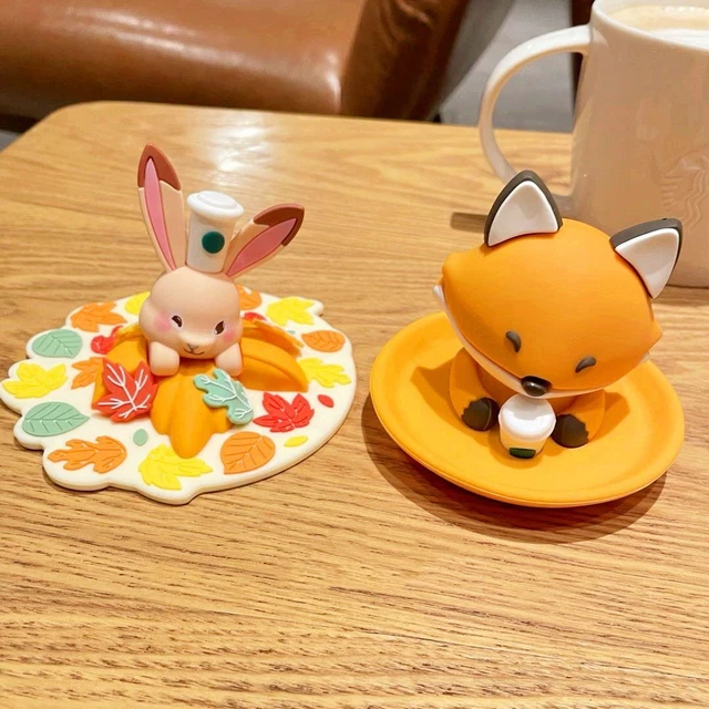 Authentic Starbucks Cute Fox Autumn Forest Maple Leaf Rabbit Lid American Style