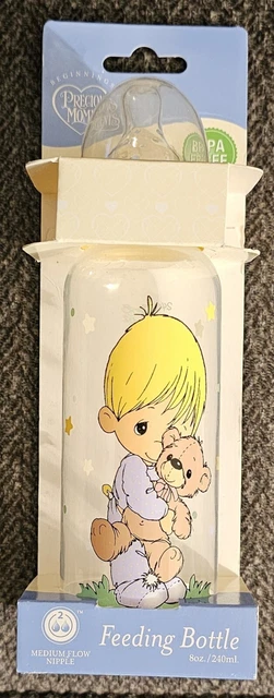 VINTAGE BABY BOTTLE 8-OZ Precious Moments Boy Teddy Bear BPA-Free New