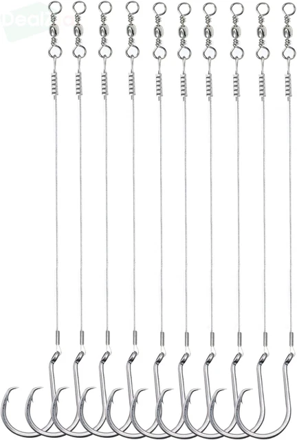 Saltwater Steel Circle Hook Rigs Octopus Offset Fishing Hook Leader Wire Catfish