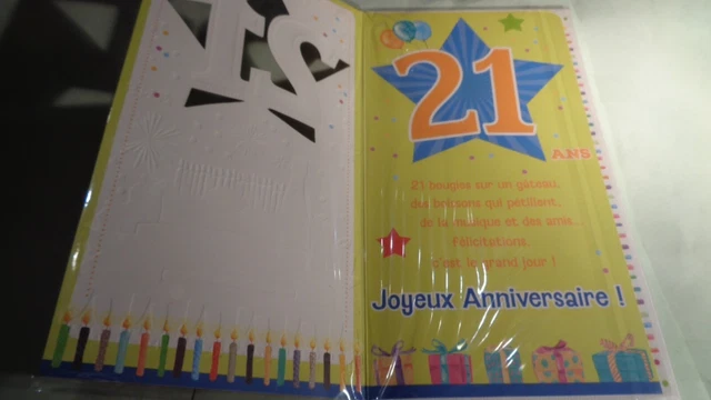 CARTE - JOYEUX Anniversaire - 21 Ans - Carte + Enveloppe - N°253 EUR 3 ...