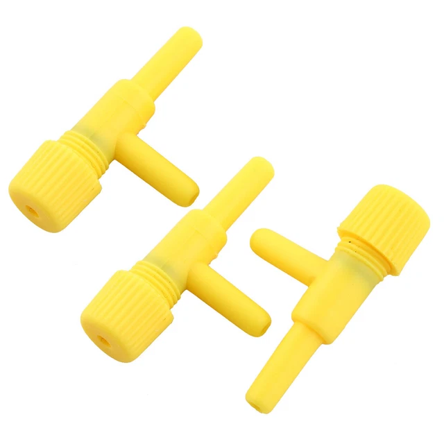 3 Pcs Aquarium Yellow Plastic Two Ways Air Control Valves