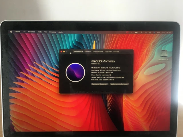 Apple MacBook Pro 13.3" 2015 256GB SSD Intel Core i5 Dual Core 2.7 GHz 8GB RAM 4