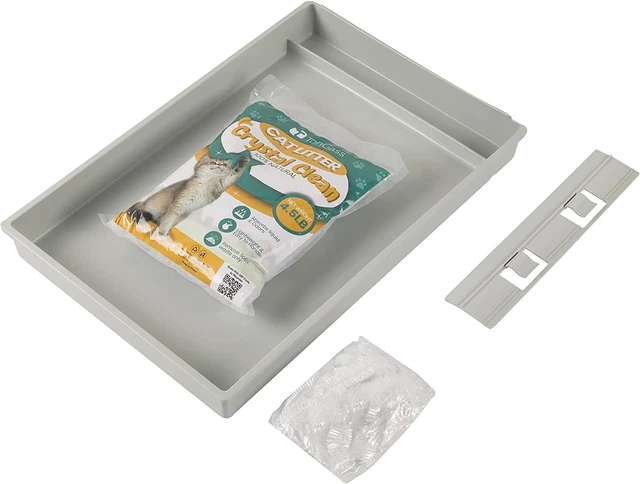 Reusable Self-Cleaning Cat Litter Box Tray Refills with 4.5 LB Crystal Cat Litte