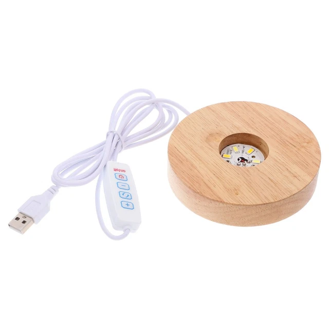 WOOD LIGHT BASE Small Led Display Stand For Gazing Ball Lighting Round ...
