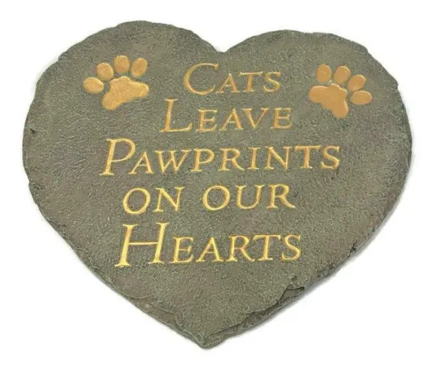 Spoontique Cats Heart Plaque Sign - Cats Leave Pawprints On Our Hearts