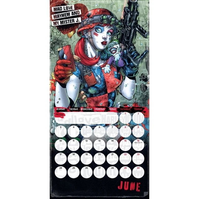 2024 CALENDAR HARLEY Quinn Month to View Square Wall Hang Calendar DC