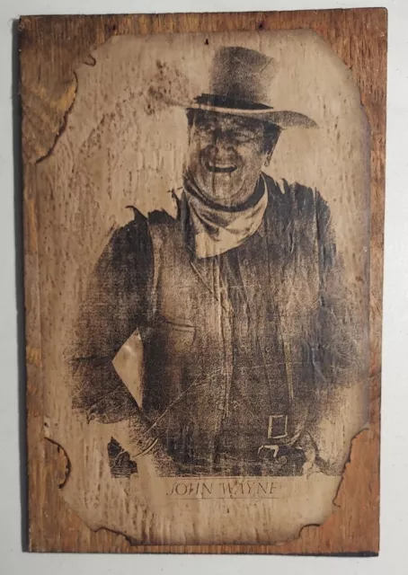 John Wayne Wooden Wanted Style Poster Burnt Onto Wood 12"x 18"