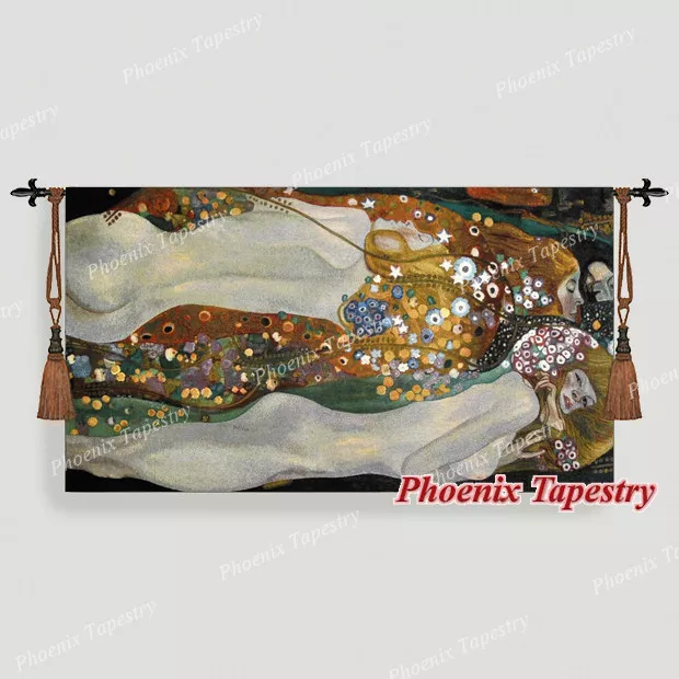 Klimt Wasserschlangen II Gobelin Wandbehang Wandteppich 80 x140cm Baumwolle 100%