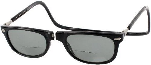 CliC Ashbury Bifocal Sun Reader Designer Reading Glasses, Black, +1.50