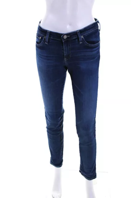 AG Adriano Goldschmied Womens Dark Wash The Stilt Cigarette Leg Jeans Blue 28