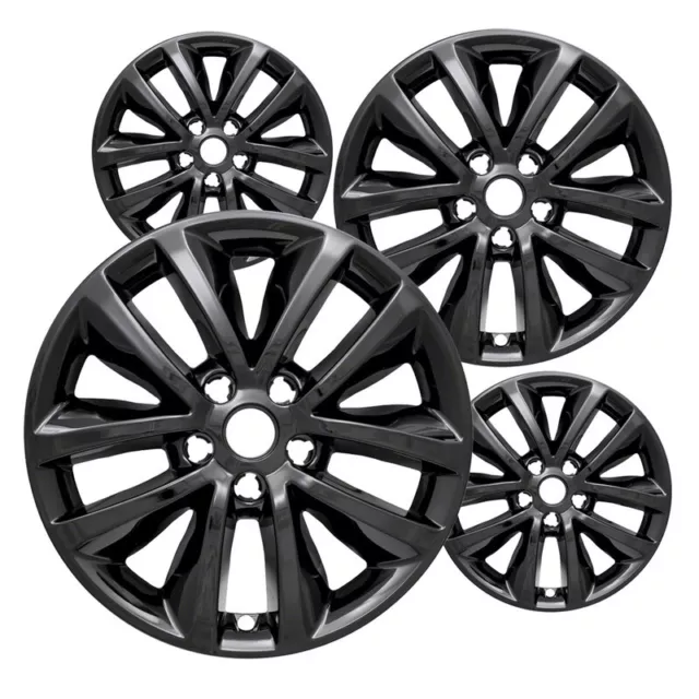 Set of 4 Gloss Black ABS Impostor Wheel Skins for 16-18 Kia Sorento Rim Covers