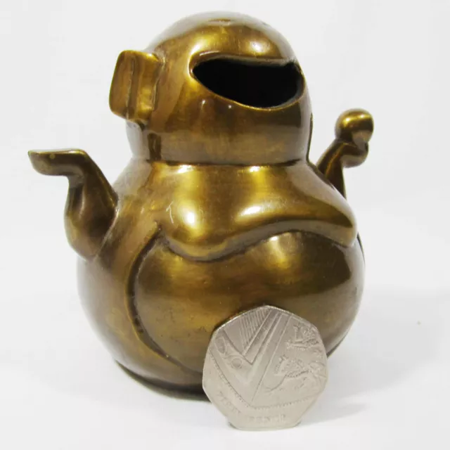 Vintage Bronze Brass Laughing Buddha Money Coin Box