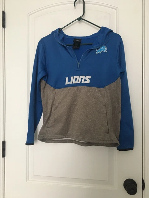 NFL Detroit Lions Youth Boys Active Athletic 1/4 Zip Pullover Hoodie Size 14-16