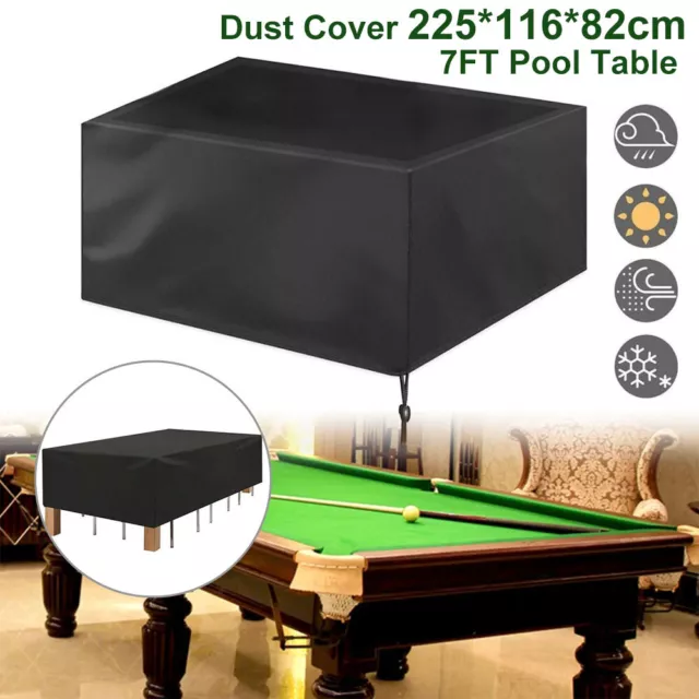 7ft Heavy Duty Waterproof Billiard Snooker Pool Table Dust Cover Protector Black