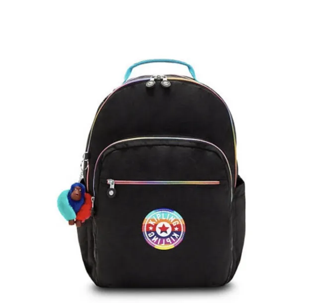 Kipling Seoul Large 15" Laptop Backpack Truly Black Rainbow Brand New