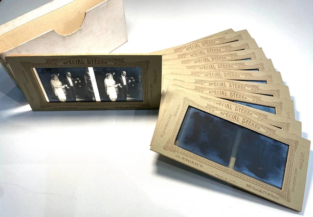 PHOTO STEREO PLAQUE DE VERRE 45X107 -PARC BUTTES CHAUMONT-PARIS- CIRCA