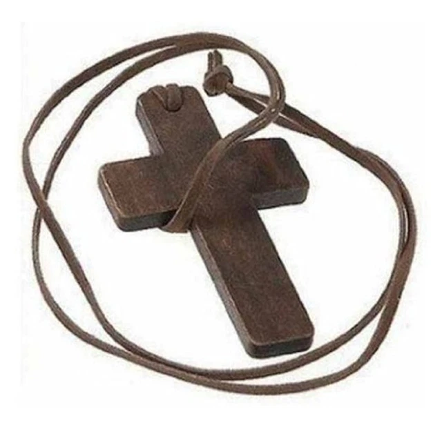 1X Retro Men Women Brown Cross Penda  Religious Wooden Wood Necklace #km