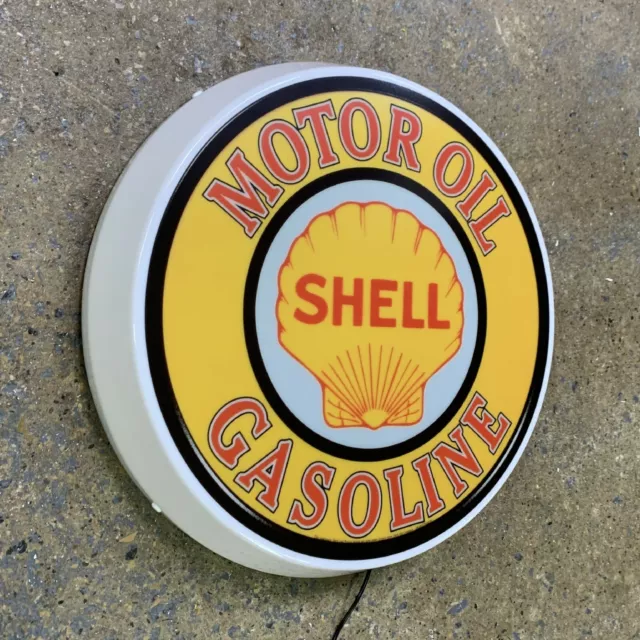 Shell Motor Oil Led Illuminated Light Box Garage Sign Gas Station Automobilia
