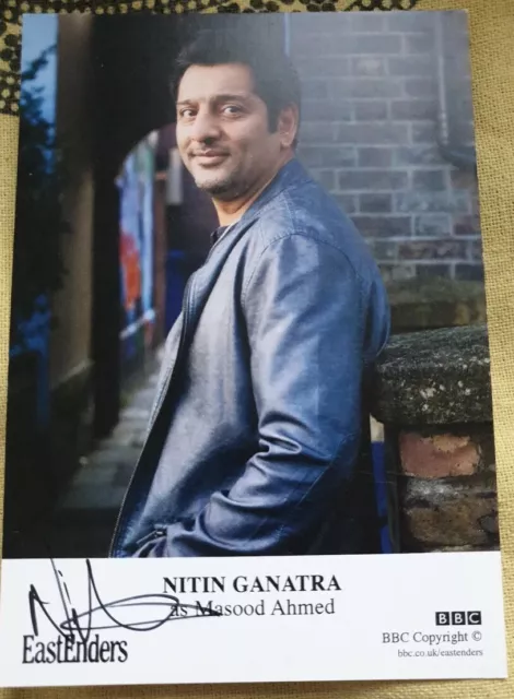 BBC EastEnders Masood Ahmed Hand Signed Cast Card Nitin Ganatra Autograph