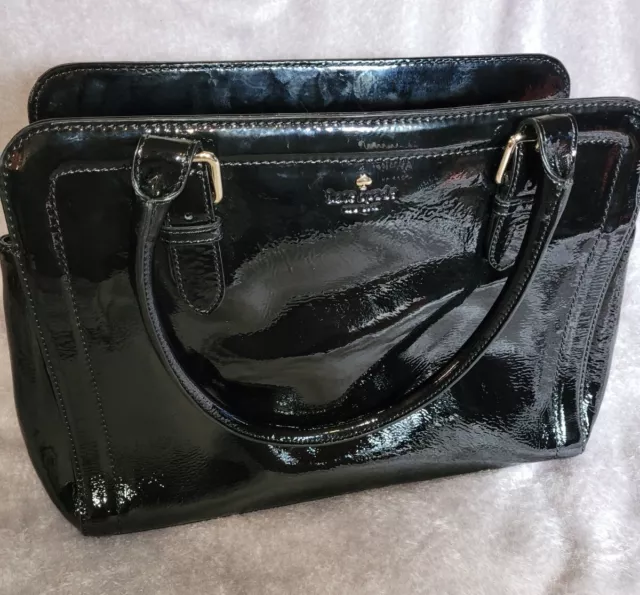 Kate Spade Classic Black Patent Leather Tote/Large Handbag Purse Women's