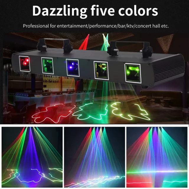 5 Lens 5 Beam RGBYC DJ Laser Stage Light Disco Show DMX Projector Party Lighting