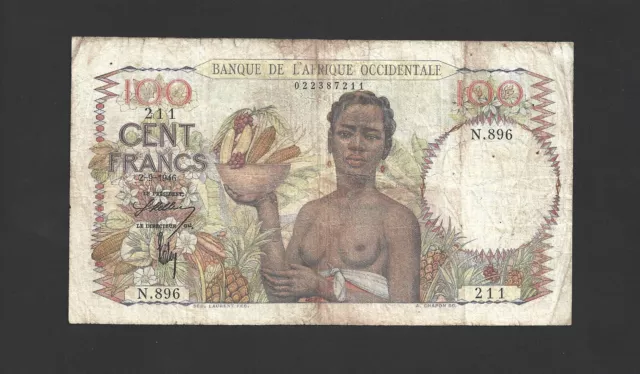 Afrique Occidentale française - billet de 100 francs Du 2-9-1946 en état TB