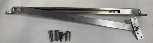 Vtg Brushed Metal Glynn Johnson Surface Overhead Door Stop Slide Hardware (DA)