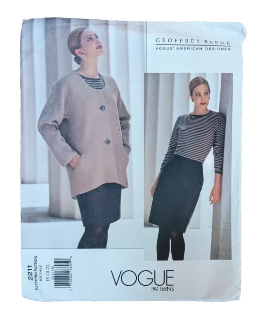 VINTAGE VOGUE PATTERN Designer Geoffrey Beene #2211 Jacket Skirt UNCUT ...