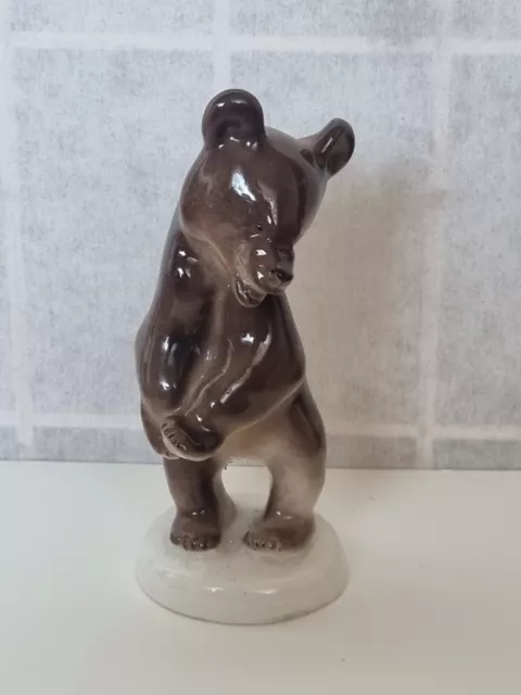 Lomonosov Ussr Porcelain Animal Brown Bear Vintage Signed