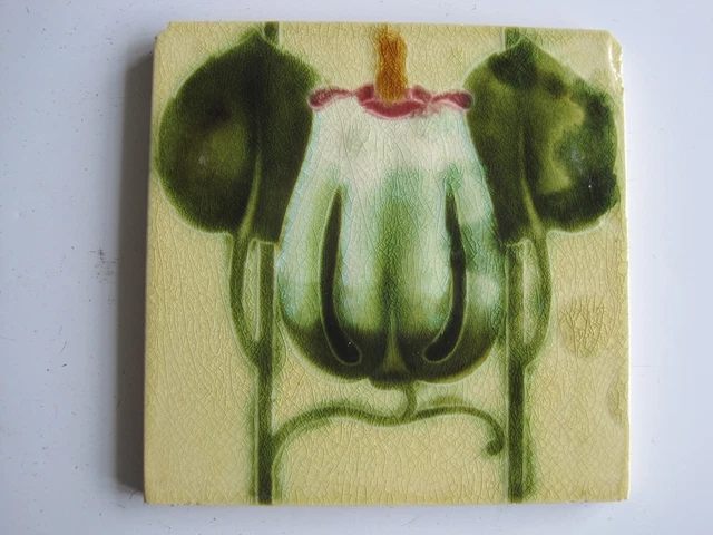 Antique Victorian Sherwin & Cotton? Majolica Glazed Wall Tile - Fruit Aubergine?