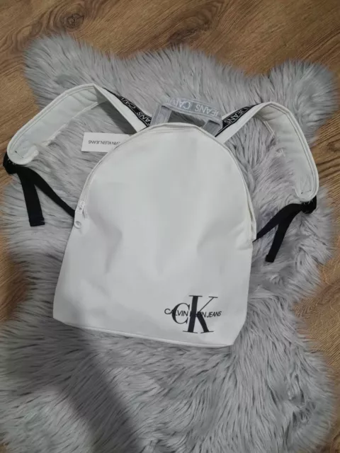 Calvin Klein White Round Backpack Unisex Brand New