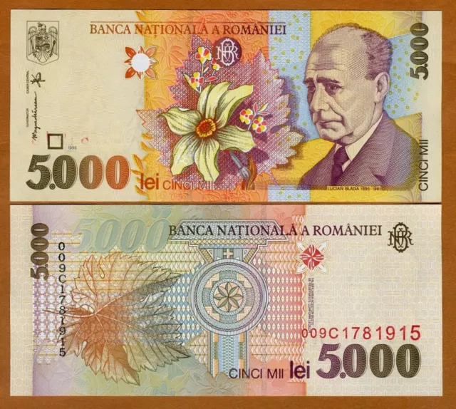 Romania, 5000 Lei, 1998, P-107, UNC