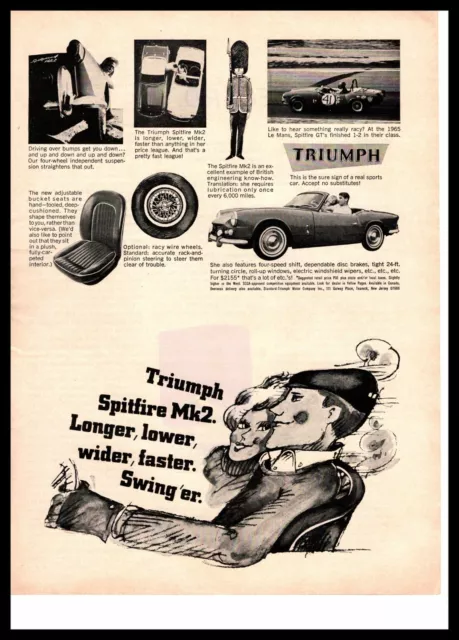 1966 Triumph Spitfire MK2 $2155 & The 1965 Le Mans Winner Spitfire GT Print Ad
