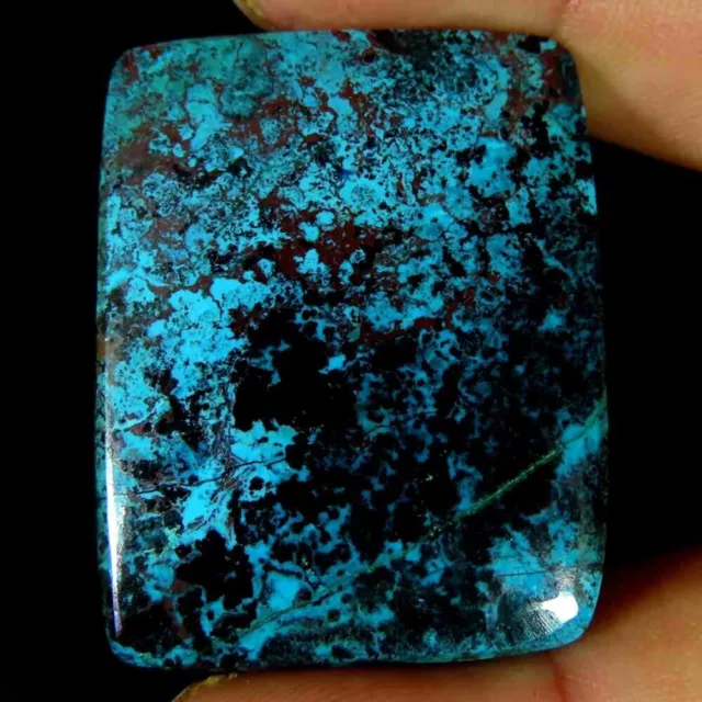 64.40Cts.100%Natural Designer Azurite Shattuckite Cushion Cab 29x36x5mm Top Gems