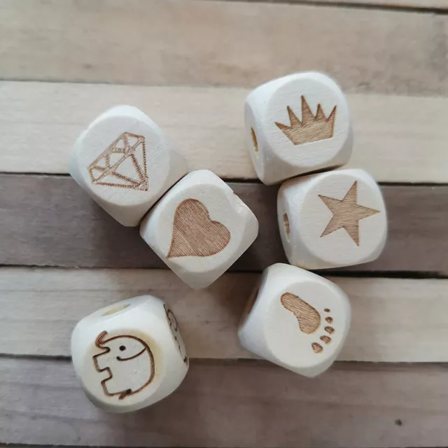 Board Game Graffiti Dice Engraving Family Wood Cube Dices Wood Dice Blank Di BII