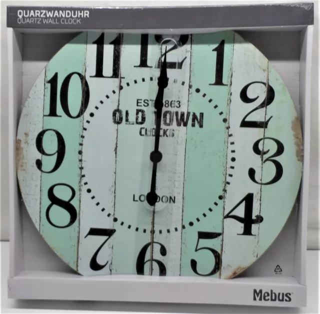 Wanduhr MEBUS Quarz Uhr analog Ø 33cm Antik Motiv OLD TOWN CLOCKS London 16093