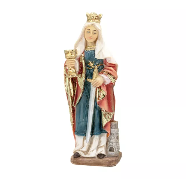 Statue St Barbara Catholic Figurine 4 Inch Patron Saint w Holy Card