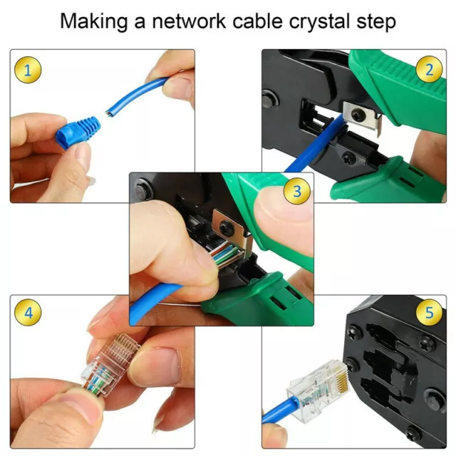 10 ×Netzwerk Werkzeug Set Elektronik Lan Crimpzange Lsa Kabeltester Rj45,Rj11 De 2