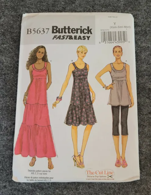 Butterick Sewing Pattern MISSES' DRESS & TUNIC #B5637 Sizes XS-S-M UNCUT