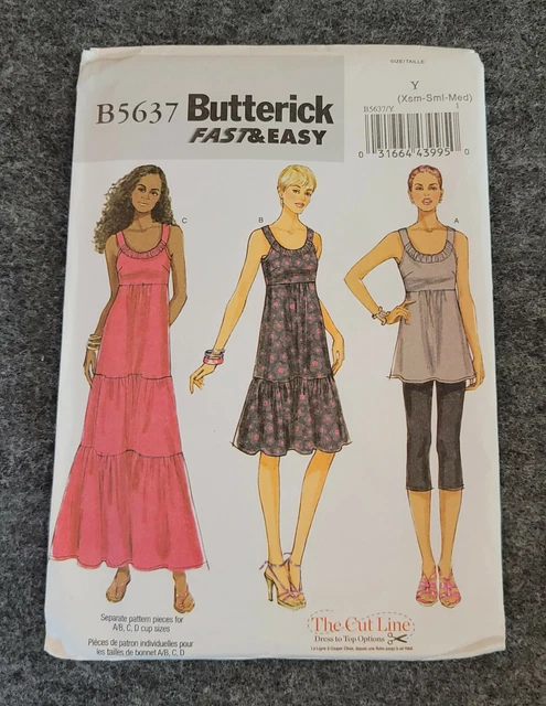 Butterick Sewing Pattern MISSES' DRESS & TUNIC #B5637 Sizes XS-S-M UNCUT
