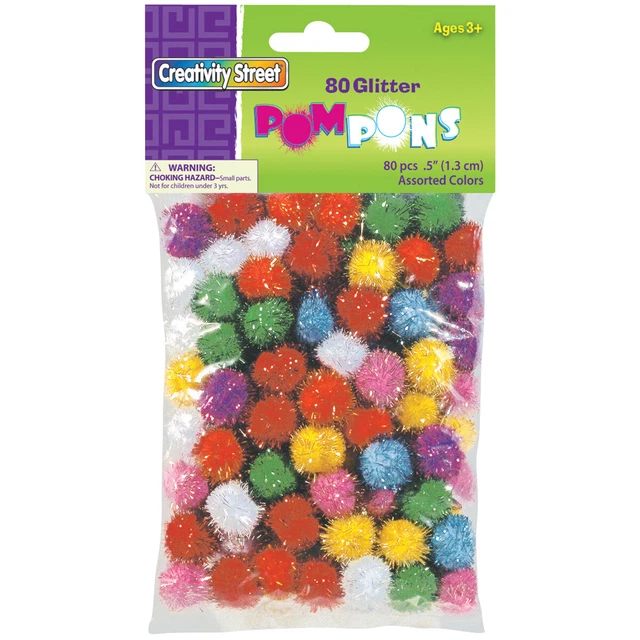 Creativity Street Glitter Pom-Pons 80/Pkg-Assorted -8116-01