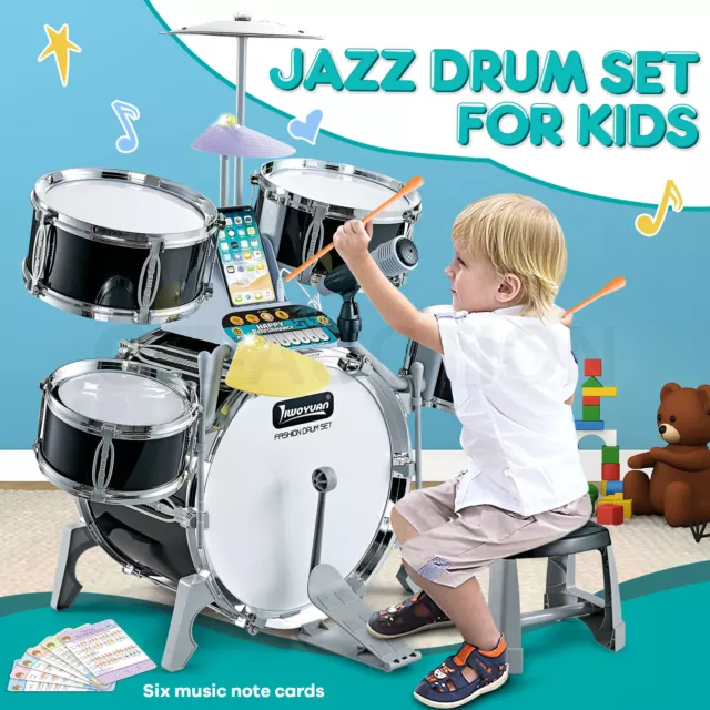 Kids Jazz Drum Set Junior Musical Educational Instrument Toy Playset