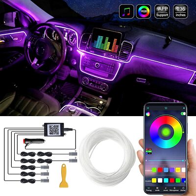 APP 6M LED RGB Voiture Éclairage D'Ambiance Eclairage Intérieur Bande App Contrôle 