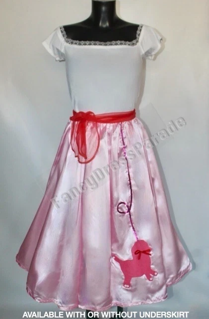 Costume Tween Ragazze Anni '50 Rock & Roll Barboncino Abito Fantasioso 10 11 12 13 14 15 16