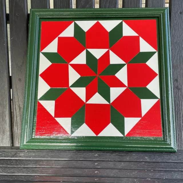 Barn Quilt Center Star Red & Green Exterior Paint For Indoor/Outdoor Display 2