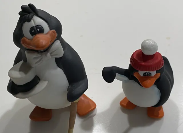 Vintage GG lot of 2 ceramic Penguin Figurines 4” & 3” tall Taiwan