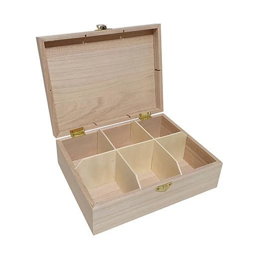 Bare Holzkiste 21x16cm - 6 Fächer #8499