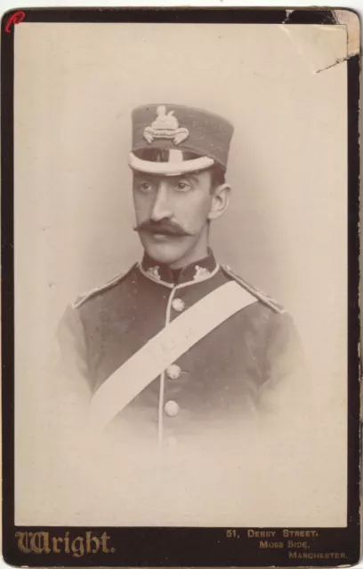 Manchester Regiment - Forage Cap & Collar Badges: Victorian Cabinet Card Photo